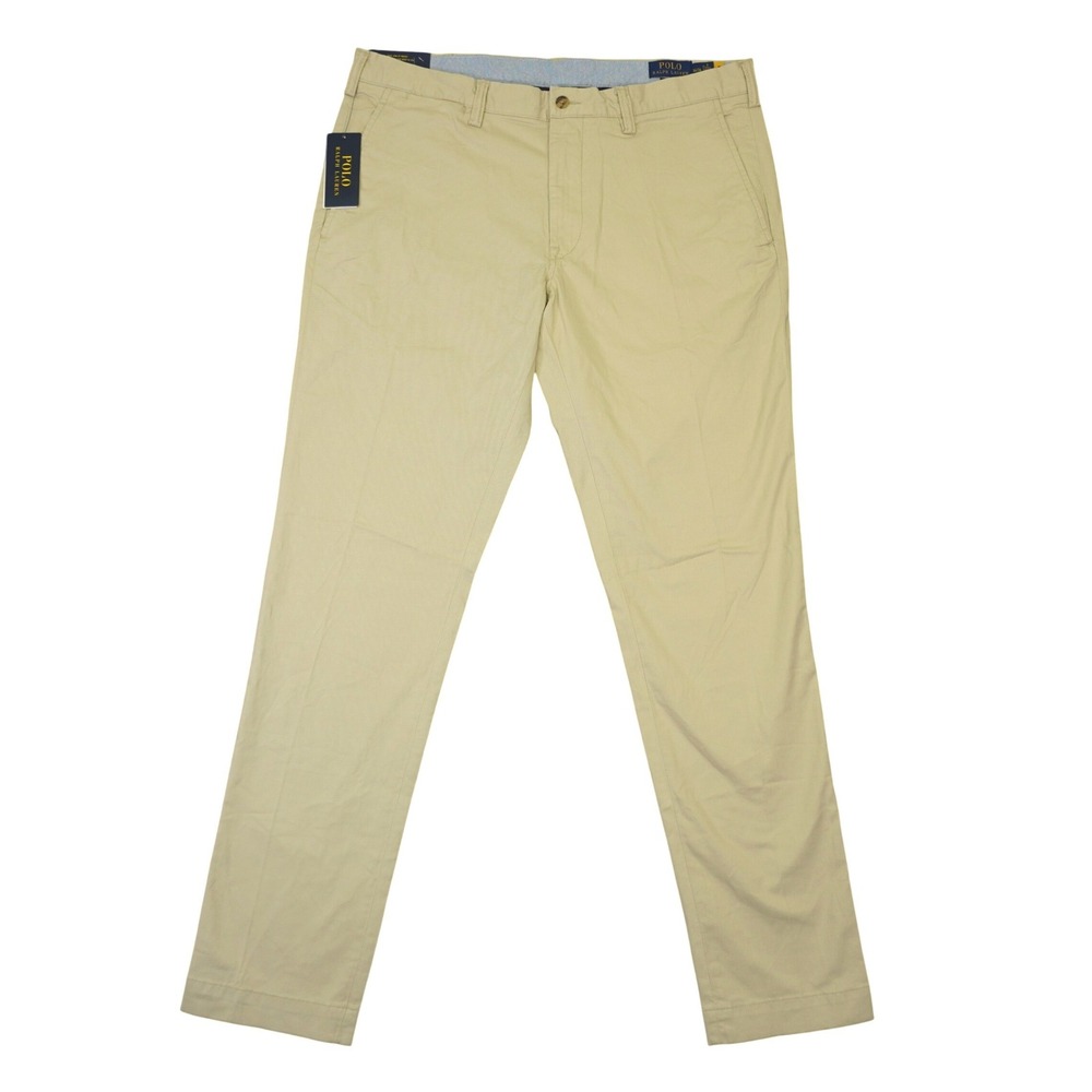 NEW Polo Ralph Lauren Chino Pants Mens 36x34 Beige Slim Fit Stretch Cotton Twill